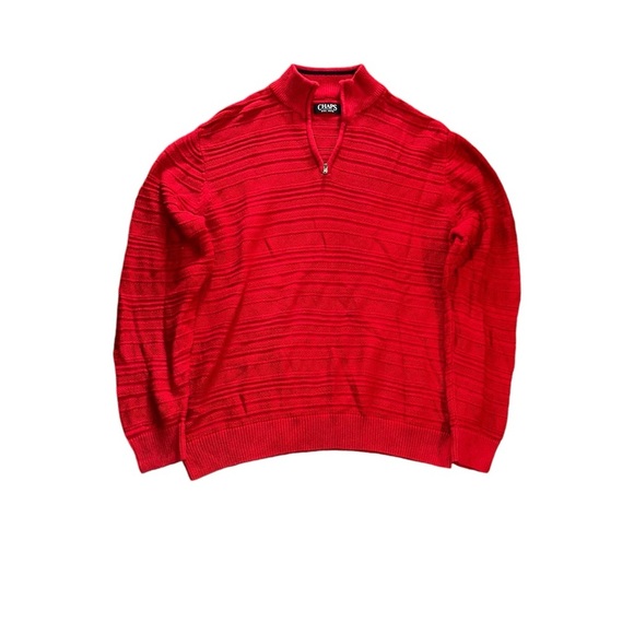 Men's Chaps Classic-Fit Textured Quarter-Zip Red Sweater - Picture 2 of 4